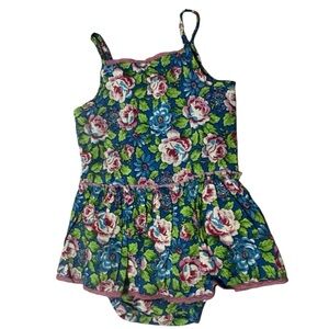 April Cornell Baby Romper Dress 9-18M Floral Cottagecore Boho Vintage Style